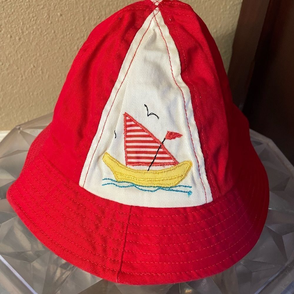 1980’s Sail Boat Red Baby Bucket Hat